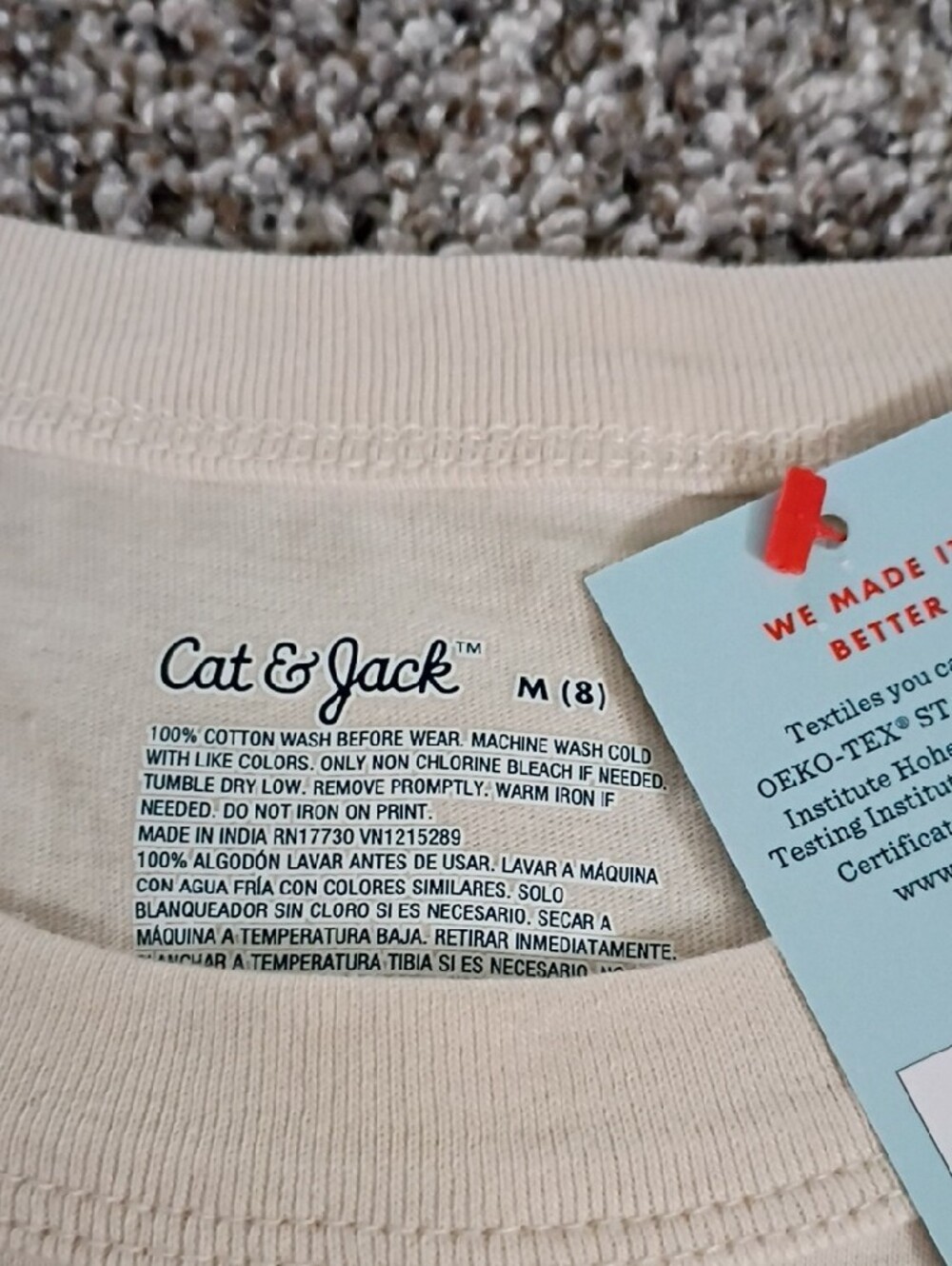 Cat & Jack Cream Short Sleeve Pocket Tee - Picture 3 of 5